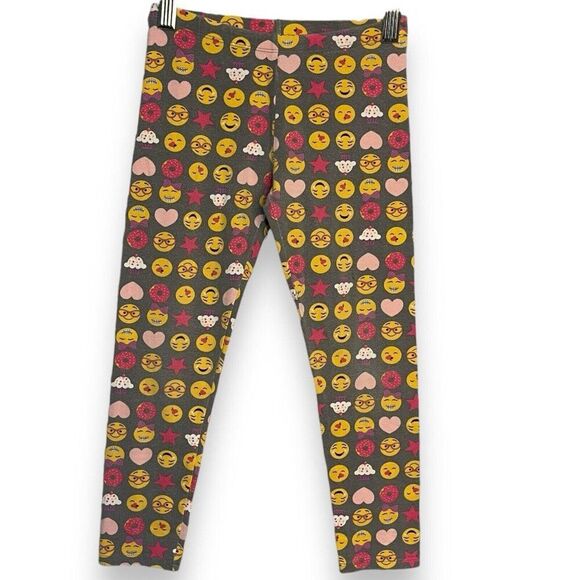 Faded Glory Emoji All Over Print Leggings Girls Small Multicolor Casual Play - Picture 1 of 6